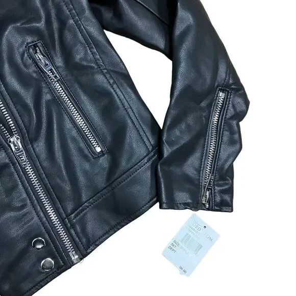 BLANK NYC Moto Jacket Womens S Black Faux Leather Biker Spring‎ Zip Pockets - Picture 7 of 11